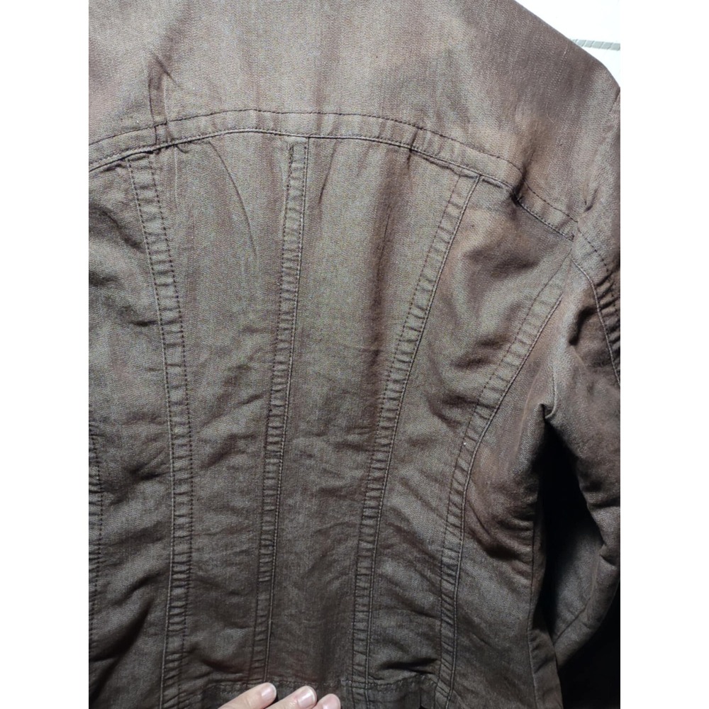 LAL Live A Little BROWN Button Up Denim Jacket H29‎ - Picture 5 of 7